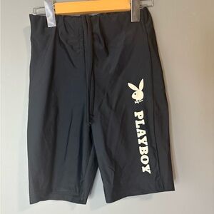 Playboy size small Black Swim/Biker activewear fitted Bodycon Shorts
